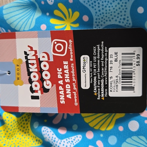 WOOF | Pet Swimsuit/Ocean Swim Trunks in Blue sz S - Picture 7 of 7